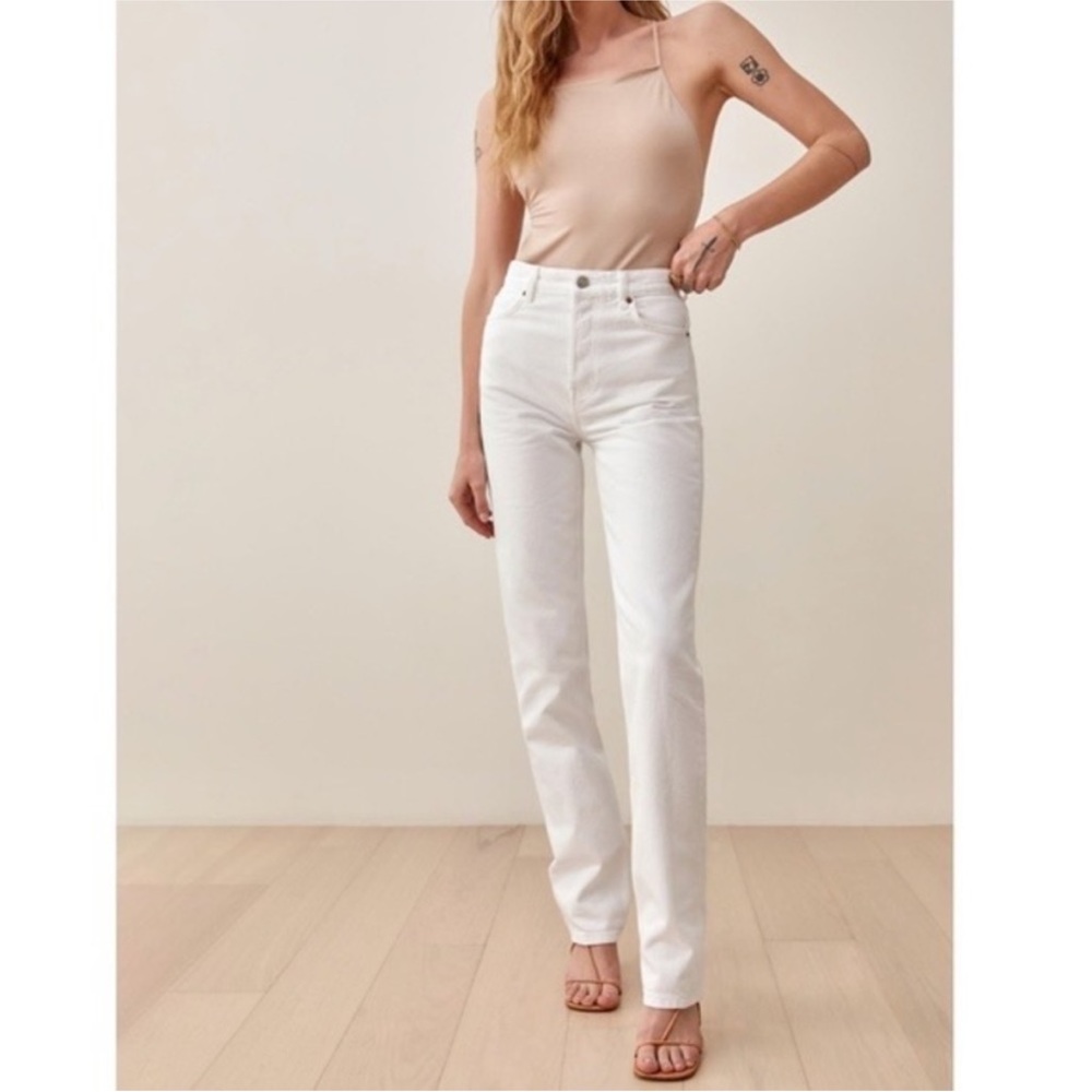Reformation Cynthia White High-Rise Straight Jeans